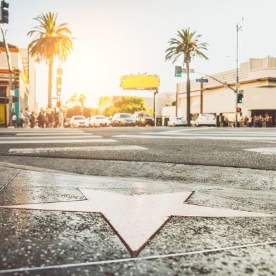 Walk of Fame, Hollywood Walk of Fame at sunset on Hollywood Boulevard